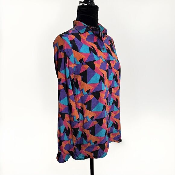 Guy Laroche Vintage Diffusion Paris Silk Blouse Size 40/12 US Geometric Design - Picture 4 of 8